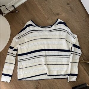 Striped White and Navy Sweater